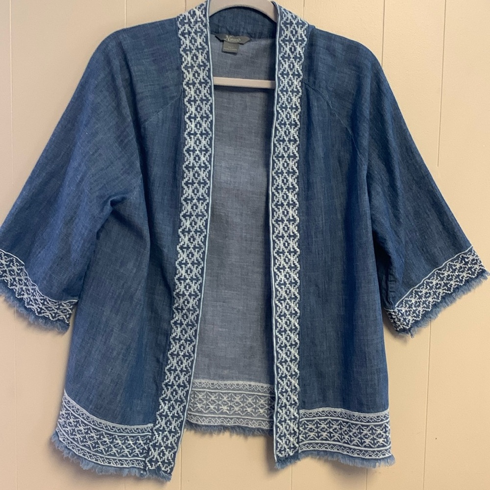 Natural Reflections Lightweight Jacket Denim Embroidered and Fringed Edges XS/S